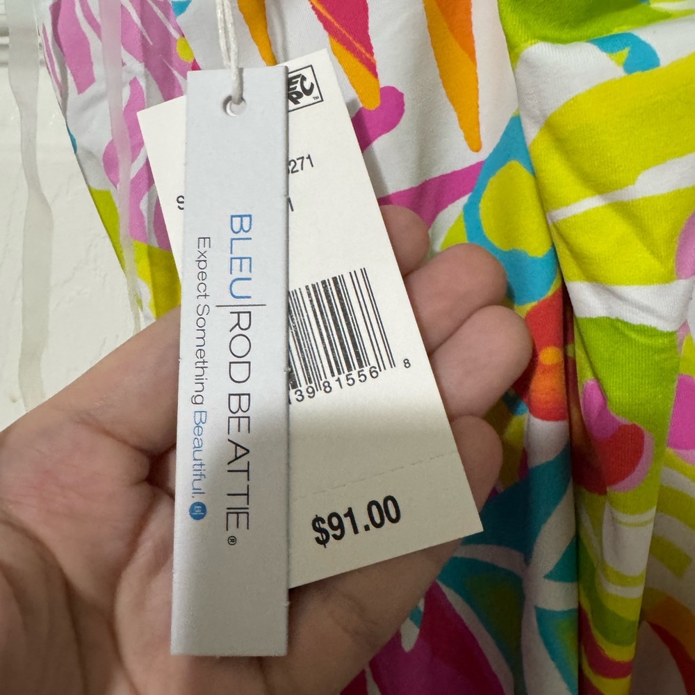 NWT Bleu Rod Beattie Lattice Front Floral Tankini Top Size 12 - Picture 6 of 7